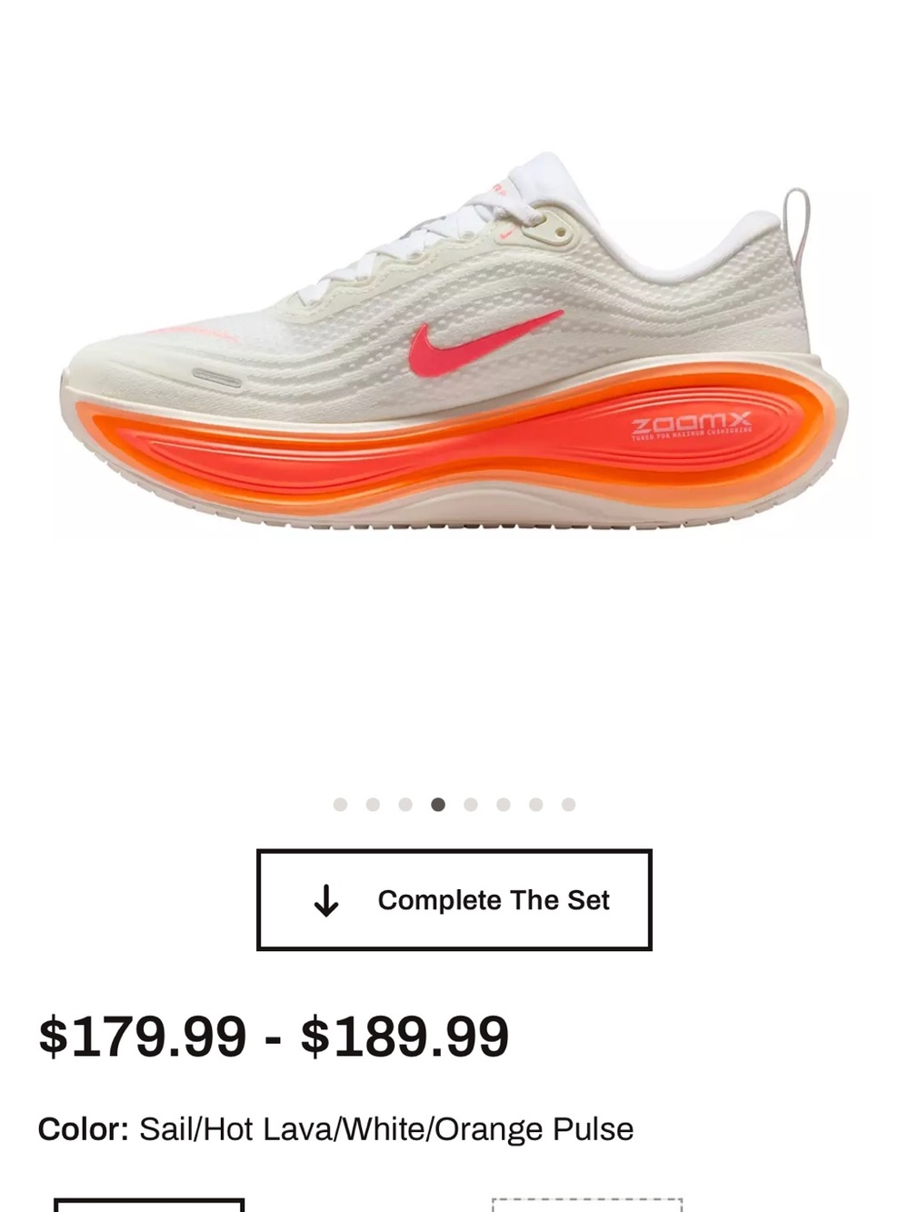Nike Women’s Sail/Hot Lava/Orange Pulse ZoomX Cushioned Sneaker